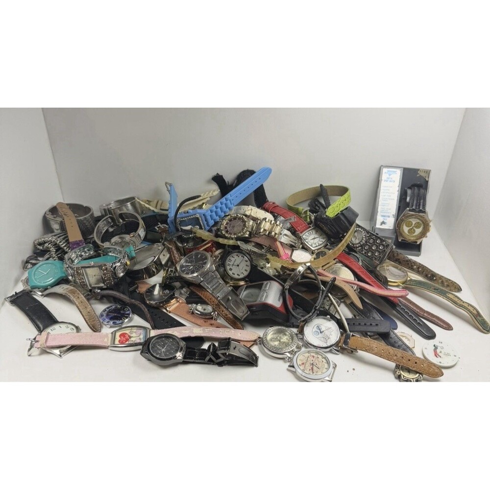 72-Piece Watch Lot 5LB 12OZ Fossil Garmin Vivani For Parts or Repair